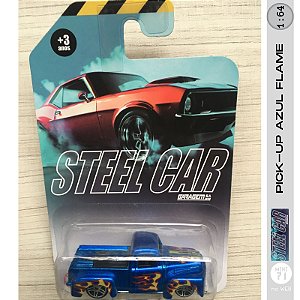 Miniatura 1:64 - Pick-up Azul Flame - Steel Car Garagem SA