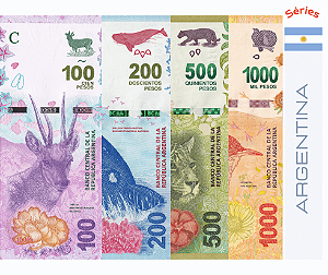 Séries de 4 - Cédulas Argentina Pesos - FE