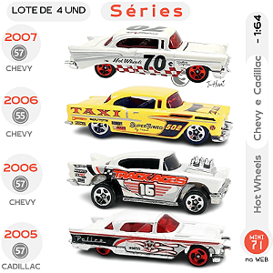 Lote de 4 - Séries - Hot Wheels Chevy e Cadillac - 1:64