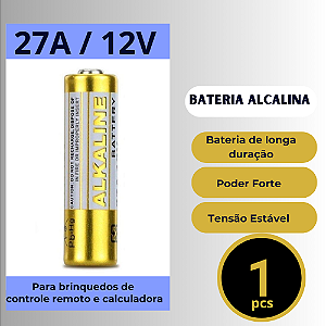 Bateria Alcalina 12v 27A para calculadoras, brinquedo de controle remoto