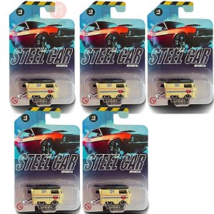 Kit c/5 miniaturas Kool Kombi 1/64 Steel Car Garagem SA
