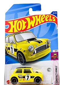 Miniatura Hot Wheels Morris Mini T-Hunt (Amarelo) | Escala 1/64