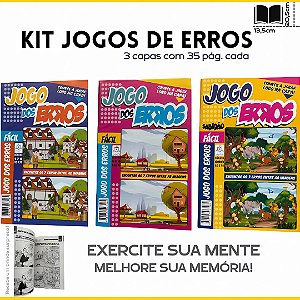 Kit 3 unidades Passatempos Jogos de 7 Erros