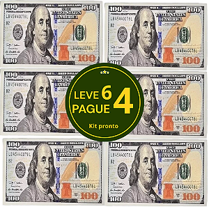 KIT Leva 6 para 4 - Baralho de Plástico Cartas Dolar