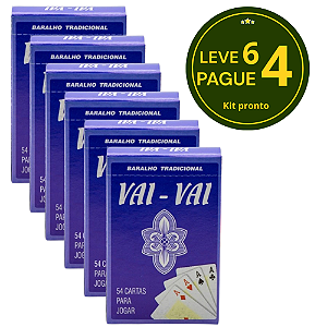KIT Leve 6 pague 4 - Jogo de Cartas Baralho Tradicional Vai-Vai (azul)