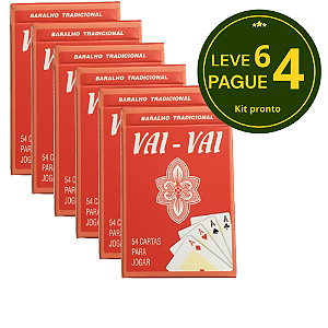 KIT Leve 6 pague 4 - Jogo de Cartas Baralho Tradicional Vai-Vai (vermelho)