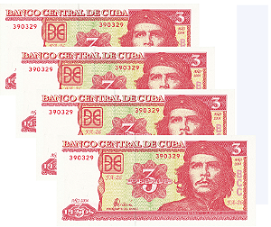 Cuba - 4 Cédulas de 3 Pesos 2005 - P-127b - Comemorativa - Ernesto Guevara - FE