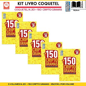 Kit 05 Vol. Passatempos livro coquetel n. 20 +150 jogos cripto gramas