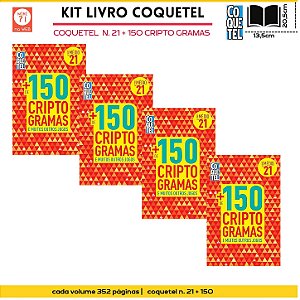 Kit 4 vol. passatempos livro coquetel n. 21 + 150 jogos cripto gramas