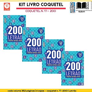 Kit 4 vol. passatempos livro coquetel n. 17 + 200 jogos letrão e muito mais