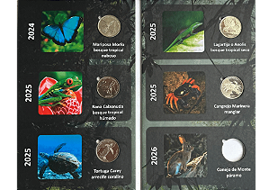 Álbum com Moedas Costa Rica - Fauna Ecosistemas - incompleto (Capa Dura)