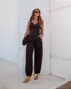 Calça Barrel Raika Marrom