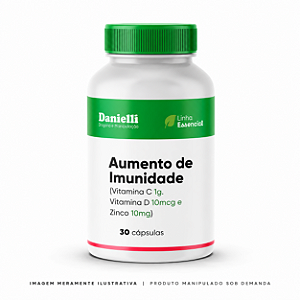 Aumento de Imunidade (Vitamina C 1g. Vitamina D 10mcg e Zinco 10mg) (30 Cápsulas)