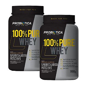 Combo 100% Pure Whey Probiótica 900g - Cookies & Cream - 2 Potes