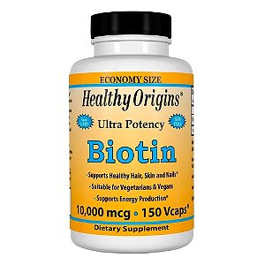 Biotin 10000mcg - 150 cápsulas - Healthy Origins