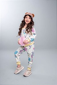 Conjunto Moletom Panda Amarelo