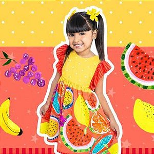 Vestido Infantil Mix de Frutas - Grão Sutil