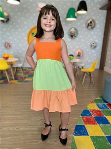 Vestido Infantil Camadas Coral