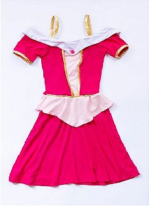 Vestido de Princesa Infantil Aurora Rosa - Fantasia