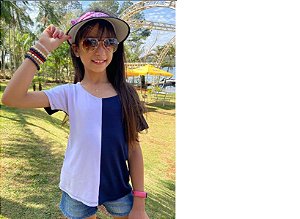 Blusa Bicolor Azul Marinho