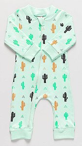 Macacão Bebê Suedine Verde Claro Cacto