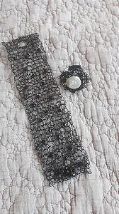 Conjunto Bracelete e anel Renda