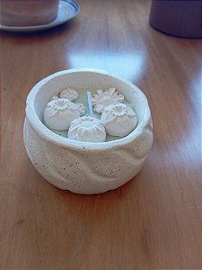 Vela Decorativa em Bowl Cimento Branco 9cm