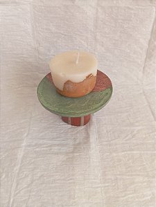 Porta Velas Pedestal Redondo Bicolor