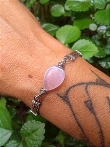 Pulseira de aço com pedra natural