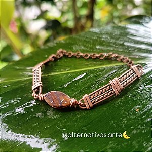Bracelete em cobre com pedra natural