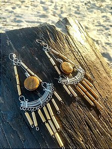 Biojoia Brinco Artesanal Olho de Tigre