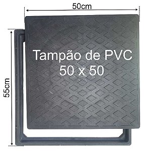 Tampa de PVC para Caixa de Esgoto 50X50 C/ Aro Kit 03 Peças