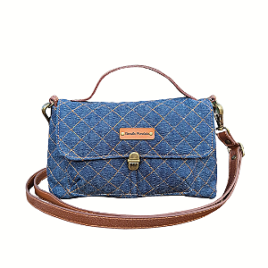 Bolsa Jeans Pequena com 3 divisórias – com alça de mão e alça removível