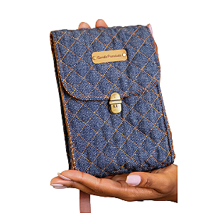 Bolsa Jeans Pequena com 4 divisórias – com alça tiracolo removível