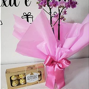 Mini orquídea com Ferrero Rocher 8 unidades