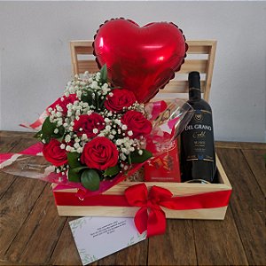Box Flores, Vinho e Chocolates