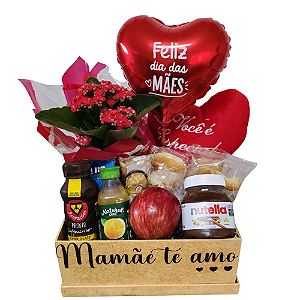 Cesta Café da Manhã Mamãe Te Amo Com Balão