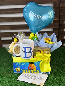 Kit Café da Manhã com Chocolate e Mini Flor Personalizado