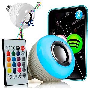 Lâmpada Musical Caixa Som 12w Bluetooth Luz Led RGB com Controle