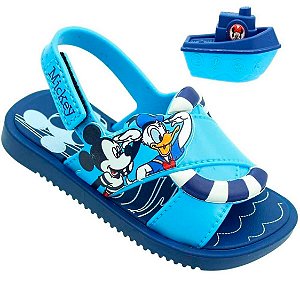 Sandália Papete Disney-Azul (Acompanha brinquedo Barquinho de borracha).
