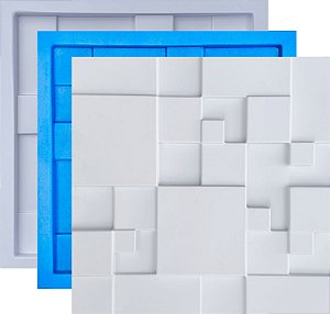 Forma Molde para Gesso 3D e Cimento ABS Modelo Mosaico Liso 30x30 ABS + EVA- Esquadro Perfeito