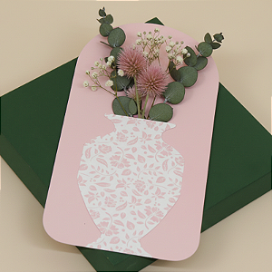 Cartão Vaso Para Flores Rosa Arabesco (10 unidades)