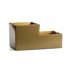 Cachepot Quadrado Duplo Dourado ( 05 unidades )