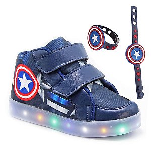 Tenis de Led luz que pisca Infantil Cano Baixo America meninos CA879