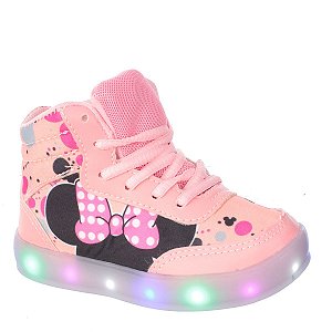 Tenis Infantil Feminino Luzinha Led Cano Baixo Rosa Meninas