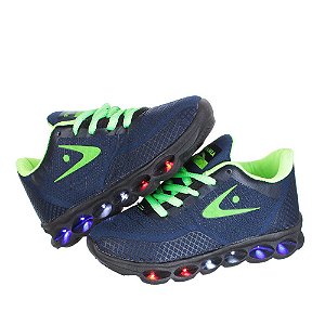 Tenis Infantil Masculino Meninos Luz Led Azul e Verde