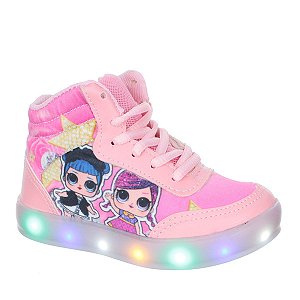 Tenis Infantil Feminino de Led Cano Baixo Boneca Rosa Meninas