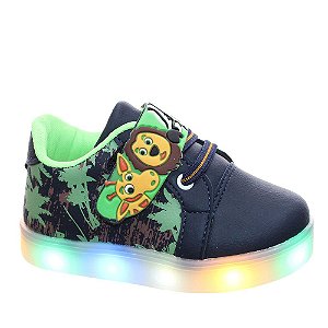 Tenis  Luz Led Pisca Animais infantil Masculino Azul Verde