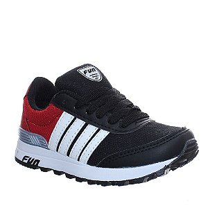 Tenis Infantil Masculino Preto Vermelho Casual