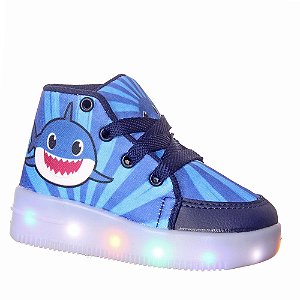 Tenis Luz De Led Infantil masculino Botinha Bebe Tubarão